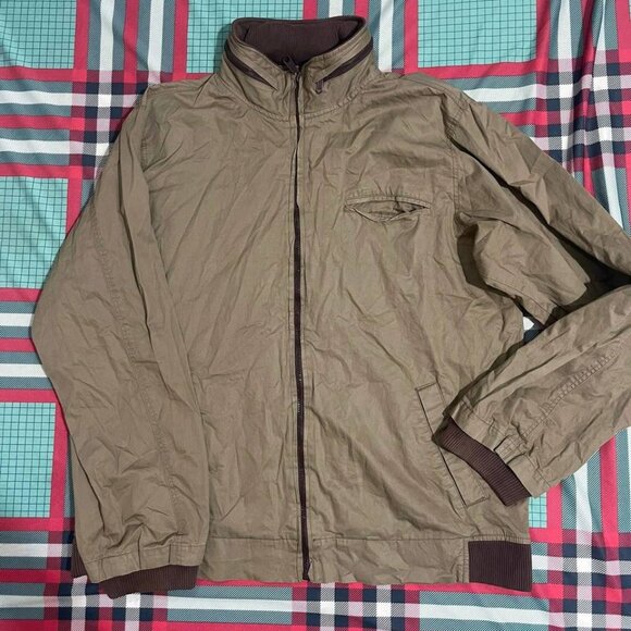 Jackets & Blazers - Lightweight Zip Up Khaki Jacket